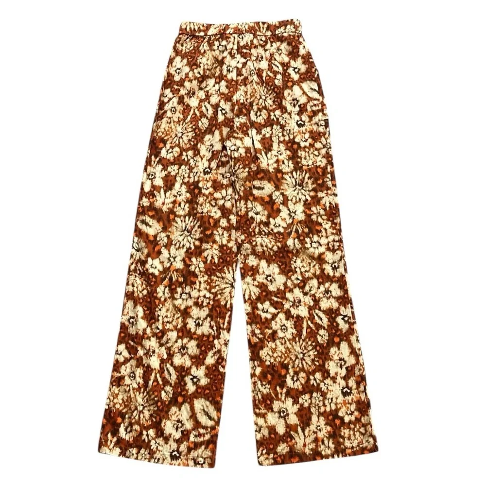 ZARA Linen Blend Floral Tie Dye Pants NWOT Size XS